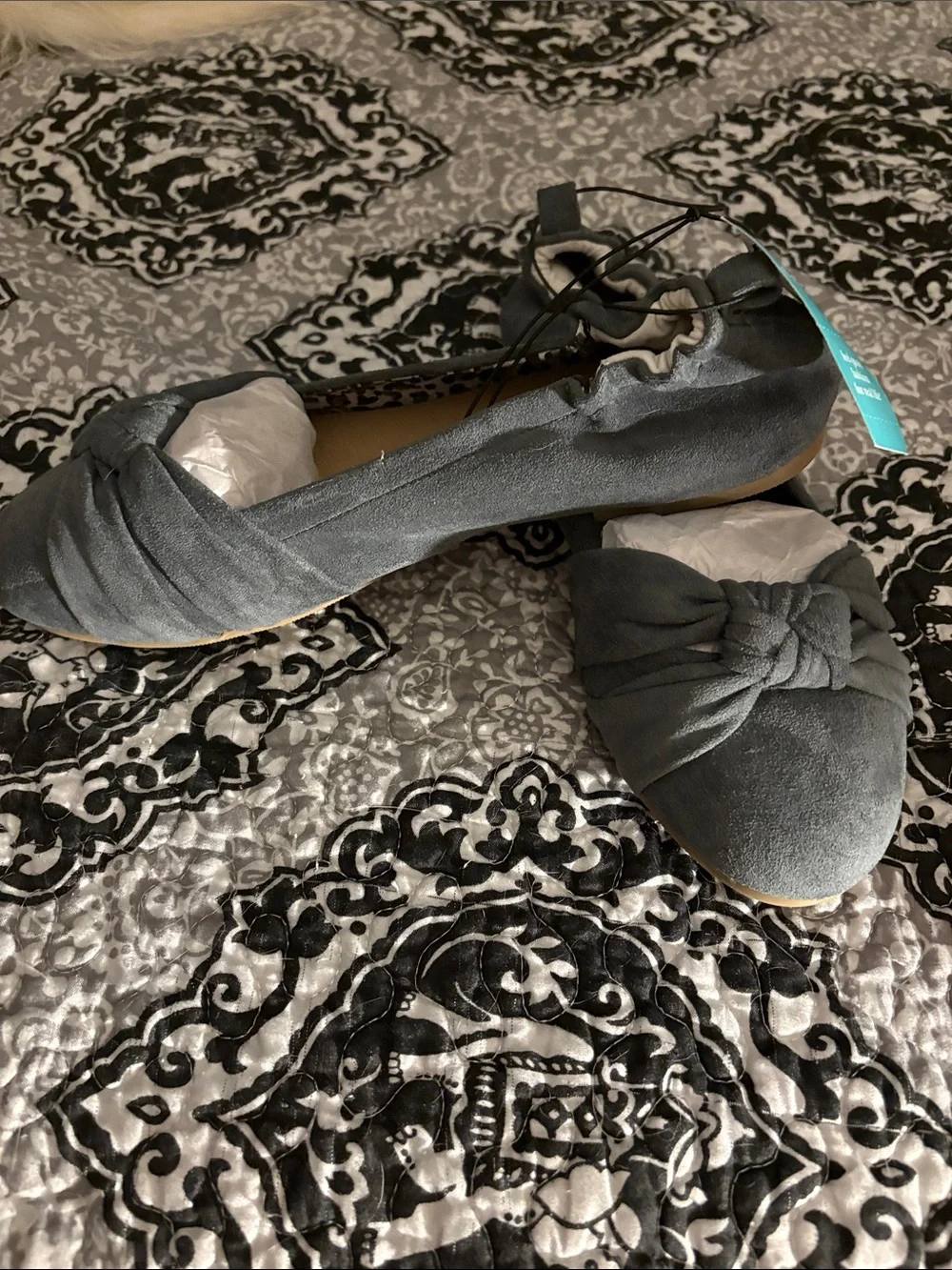 Maurices Gray Knot-Top Ballet Flats